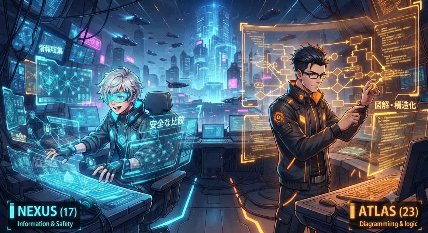 AI兄弟の対比（NanoBanana2）