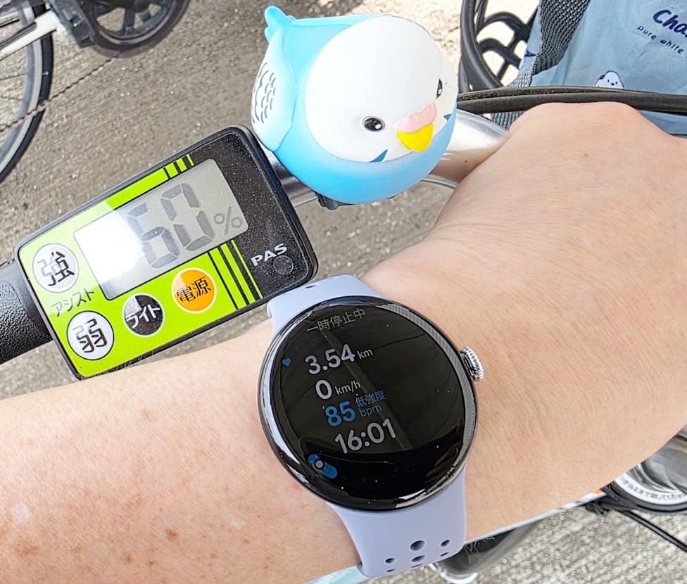 サイクリング中のPixel Watch4