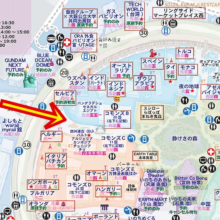 万博マップ西ゲート付近