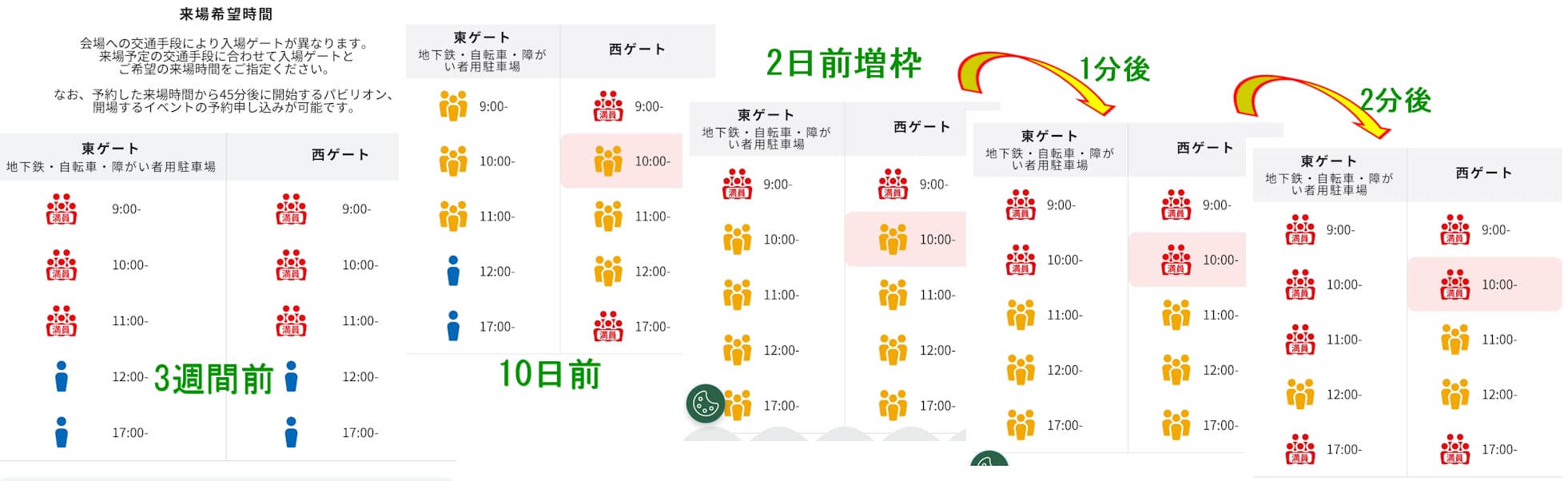 万博入場日時指定画面