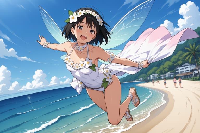 ビーチを飛ぶ妖精waiAnima