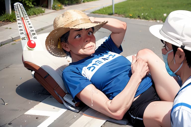 炎天下での活動で健康を損なった中高年