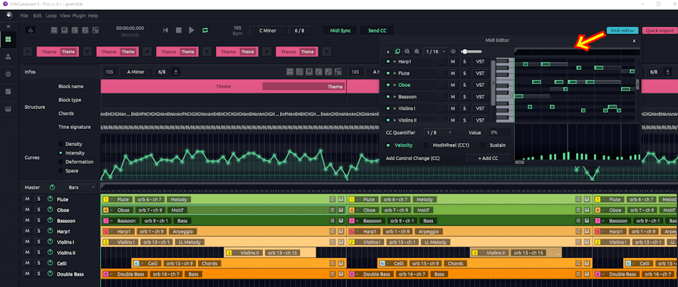 Orb Composer MIDI editor