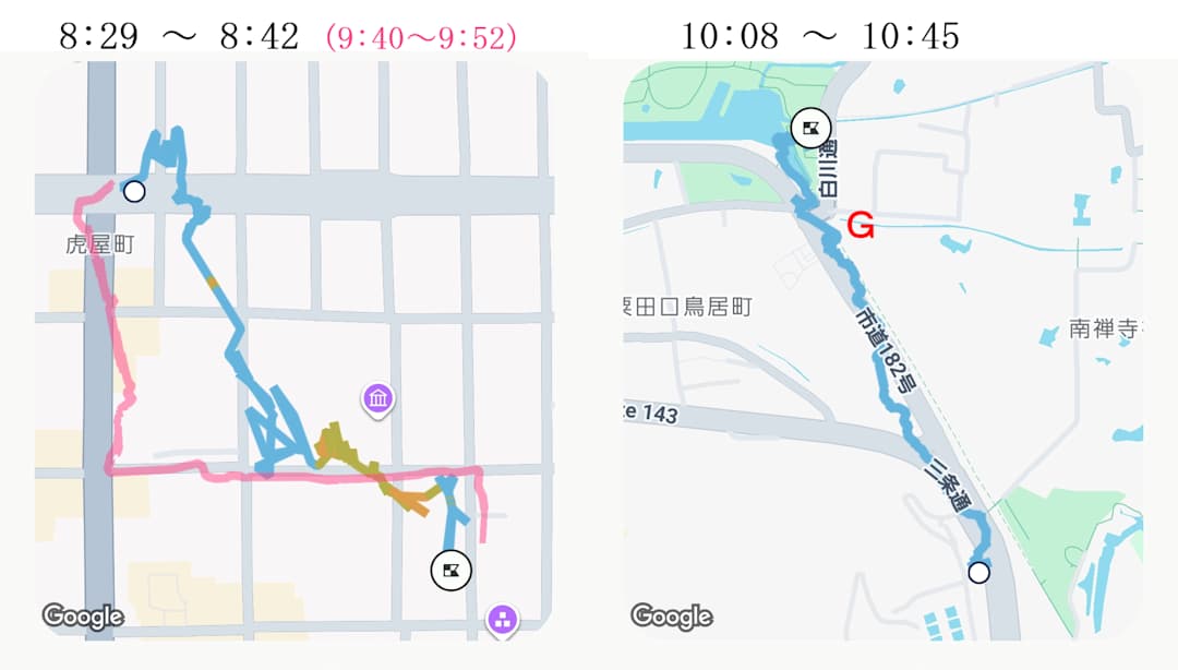 桜ツアーのfitbitハイキングデータG