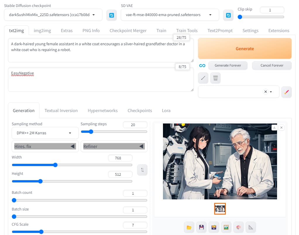 Stable Diffusionで「博士と助手」生成