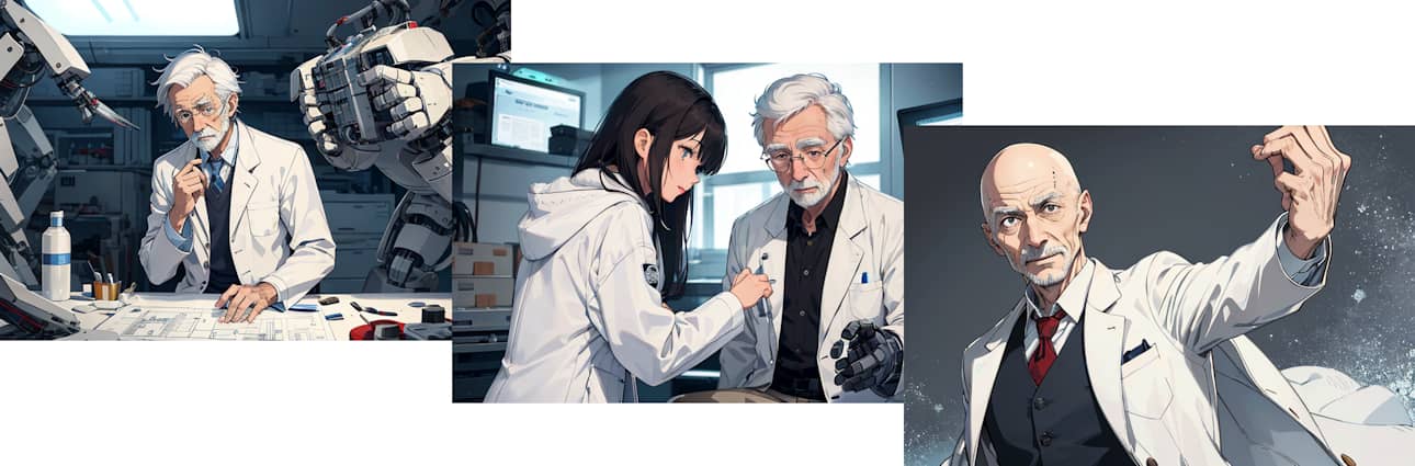 Stable Diffusionで「博士と助手」生成２コマ目～